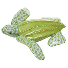 Hand-painted Herend Young Leatherback Turtle Figurine in Key Lime fishnet porcelain on a white background
