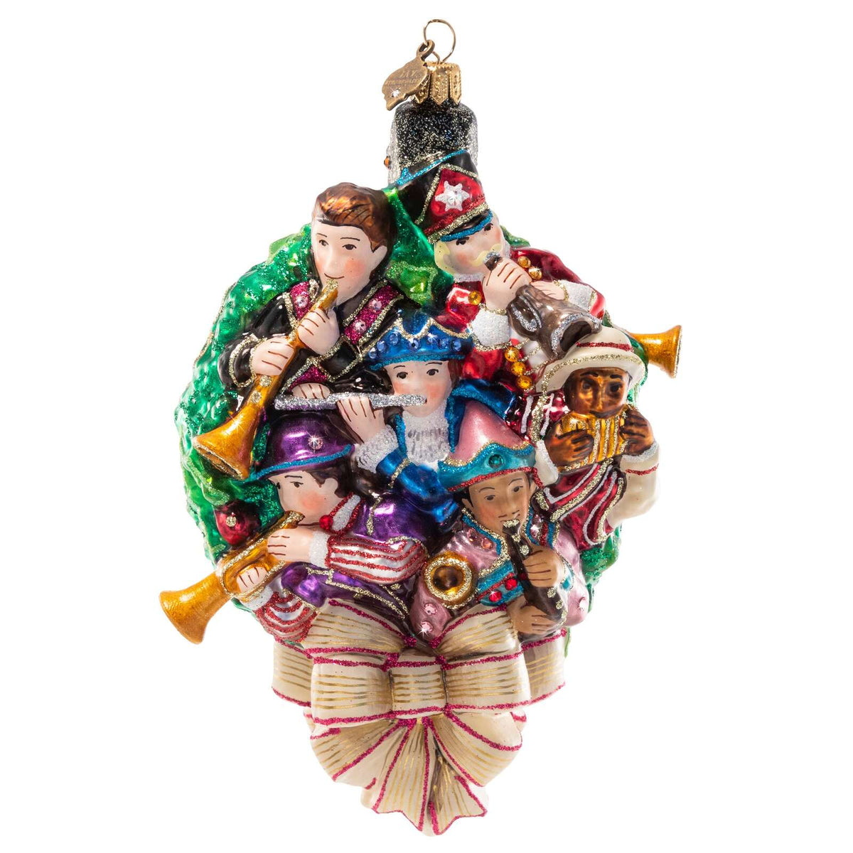 Jay Strongwater 11 Pipers Piping Glass Ornament, alternate view