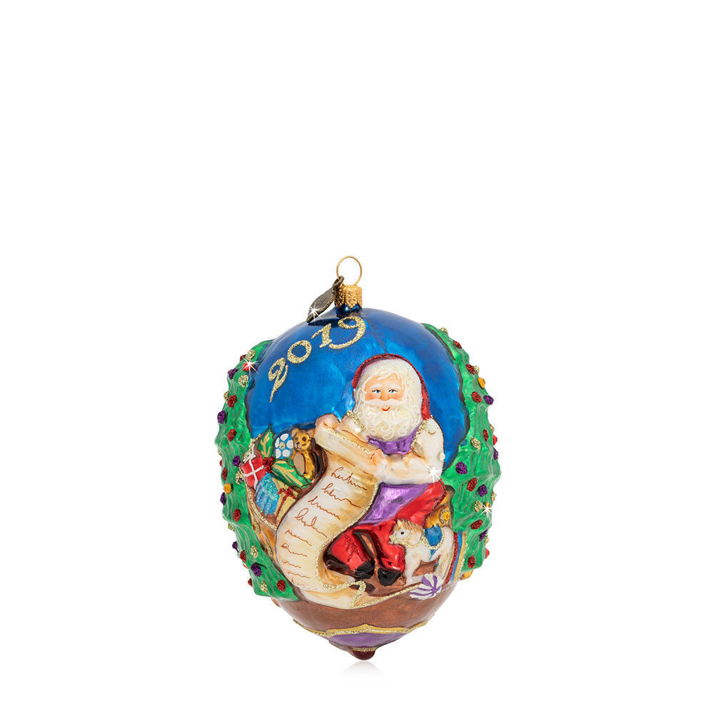 Jay Strongwater 2019 Santa Glass Ornament