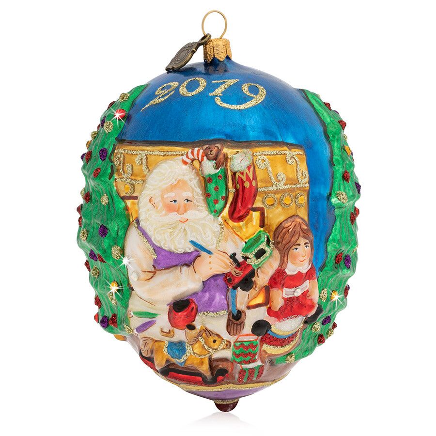 Jay Strongwater 2019 Santa Glass Ornament, alternate view