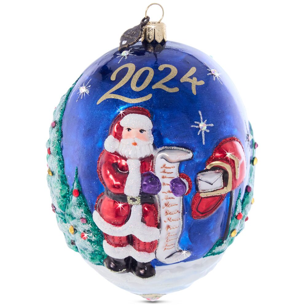 Jay Strongwater 2024 Christmas Delivery Glass Ornament, alternate view