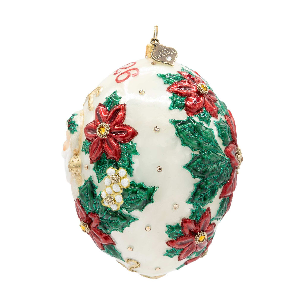 Jay Strongwater 2026 Poinsettia Dated Santa Ornament, alternate view