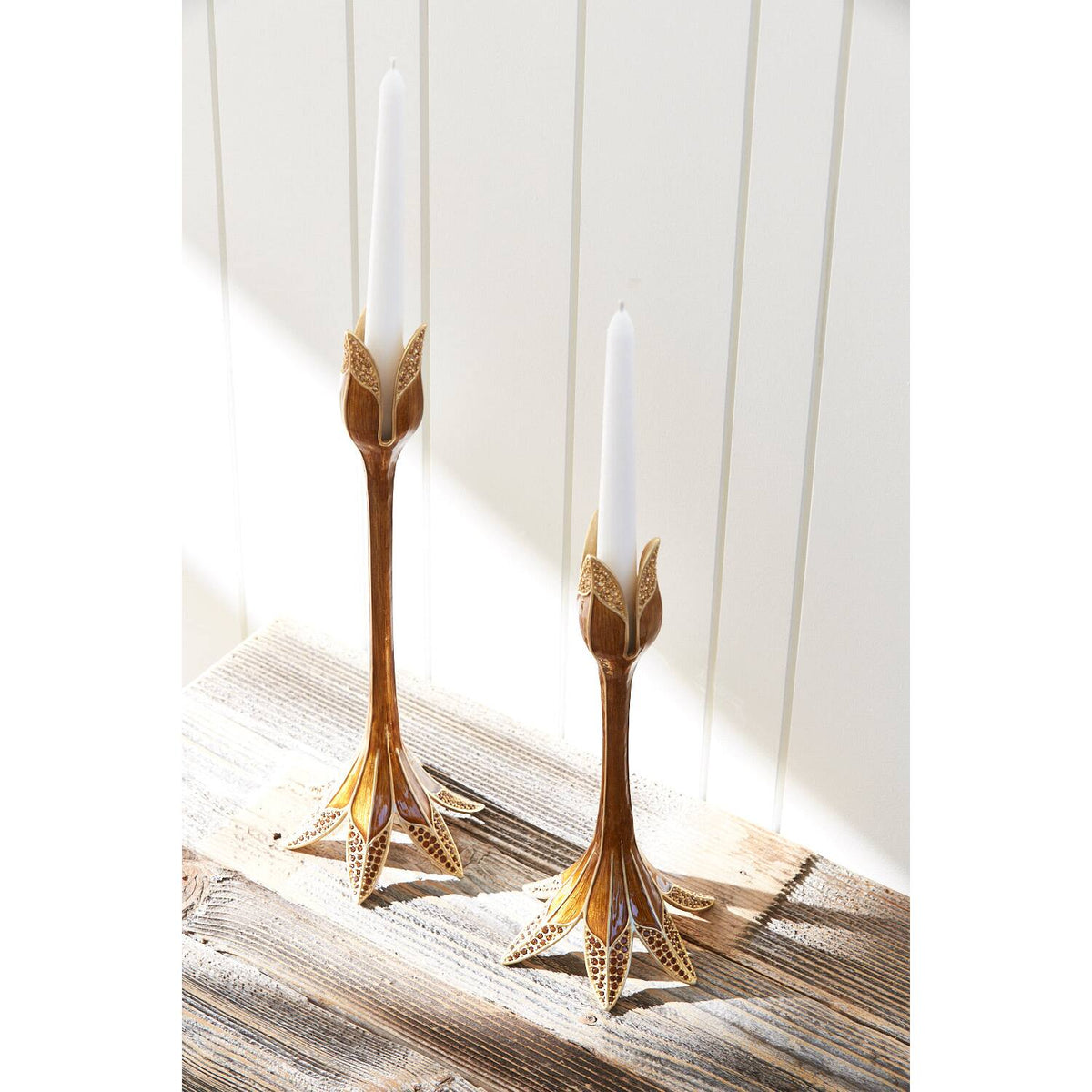 Jay Strongwater Abraham Tulip Medium Brown Candlestick Holder, alternate view