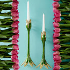 Jay Strongwater Abraham Tulip Medium Green Candlestick Holder, alternate view