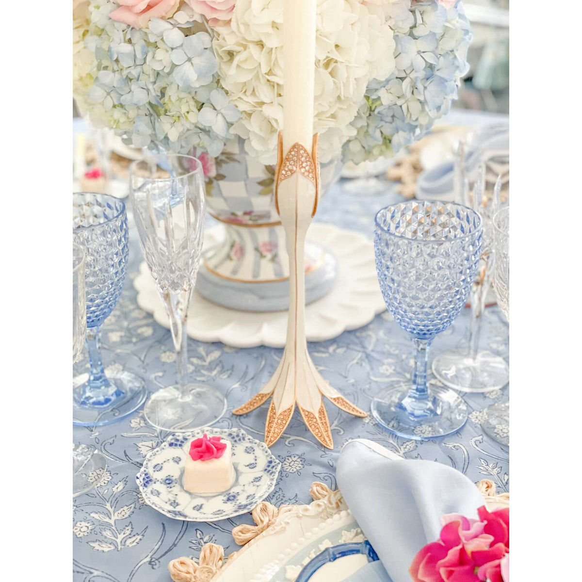 Jay Strongwater Abraham Tulip Medium White Candlestick Holder, alternate view