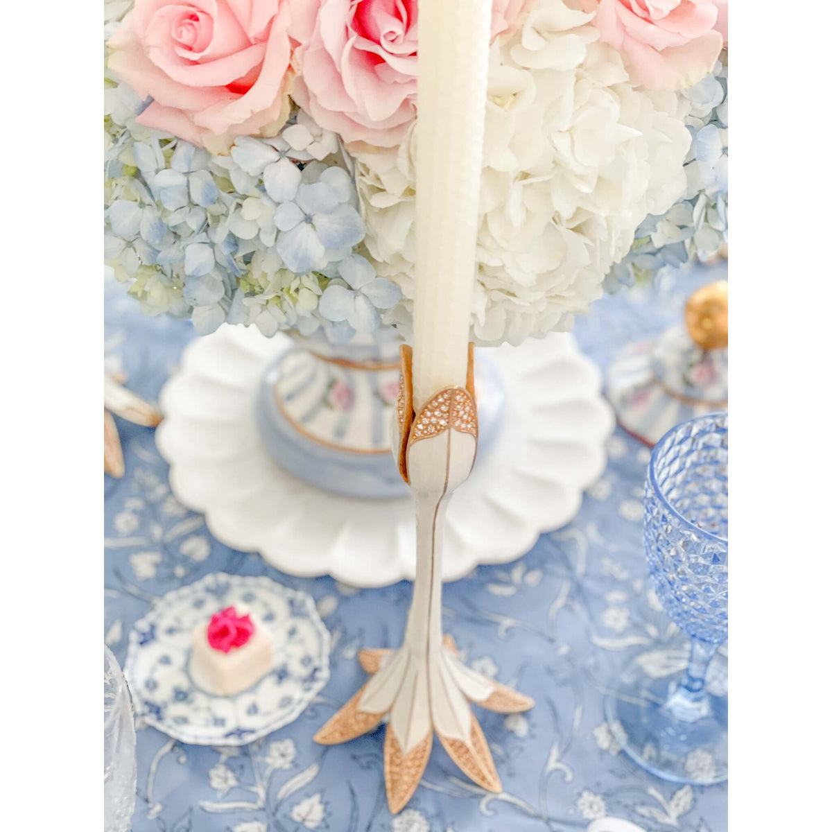 Jay Strongwater Abraham Tulip Medium White Candlestick Holder, alternate view