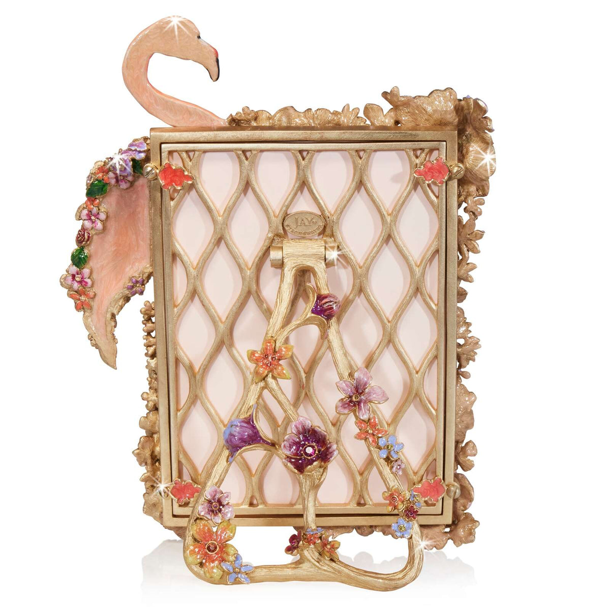 Jay Strongwater Agnes 5” X 7” Floral Flamingo Frame, alternate view
