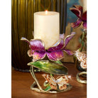 Jay Strongwater Aimee Floral 7" Pillar Candle Holder Brocade Candleholder, alternate view