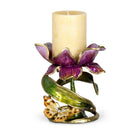 Jay Strongwater Aimee Floral 7" Pillar Candle Holder Brocade Candleholder, alternate view