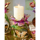 Jay Strongwater Aimee Floral 7" Pillar Candle Holder Brocade Candleholder, alternate view