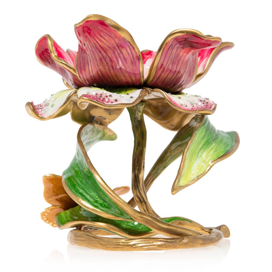 Jay Strongwater Aimee Floral 7" Pillar Candle Holder Candleholder, alternate view