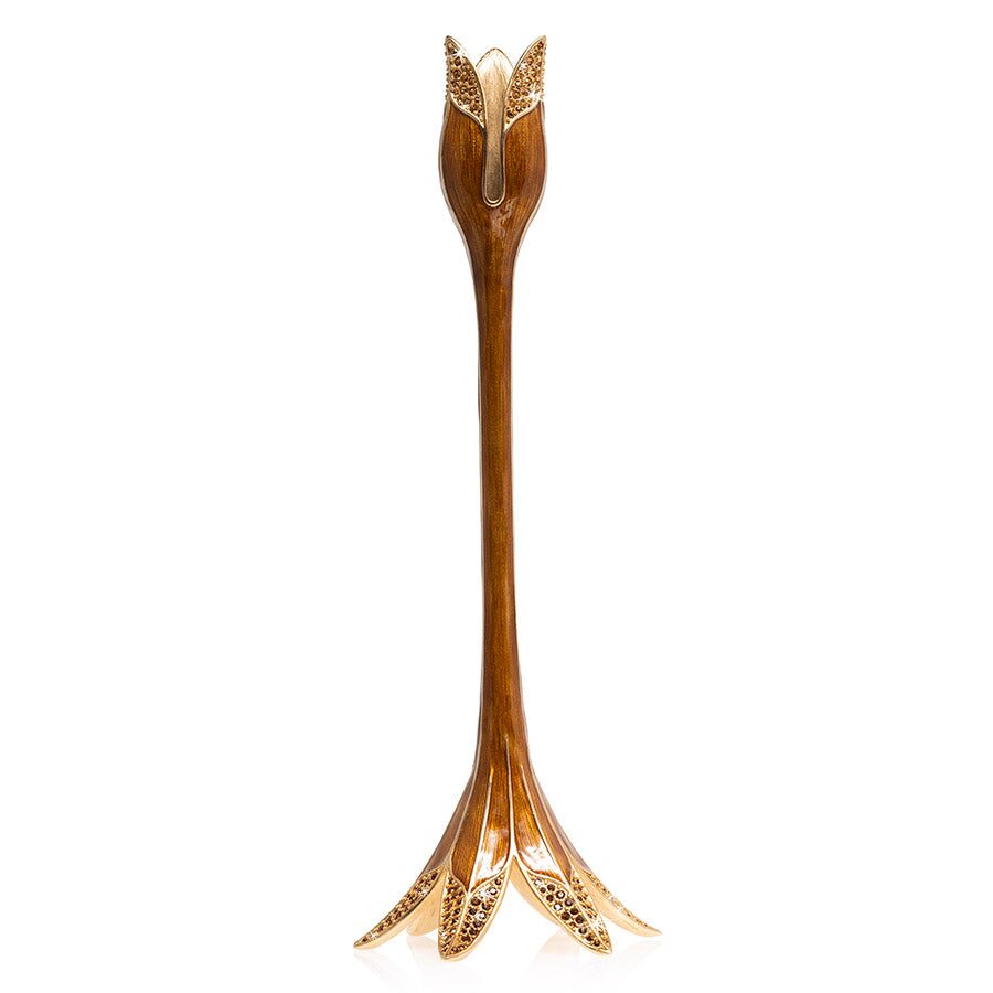 Jay Strongwater Ambrosius Tulip Tall Brown Candlestick Holder, alternate view