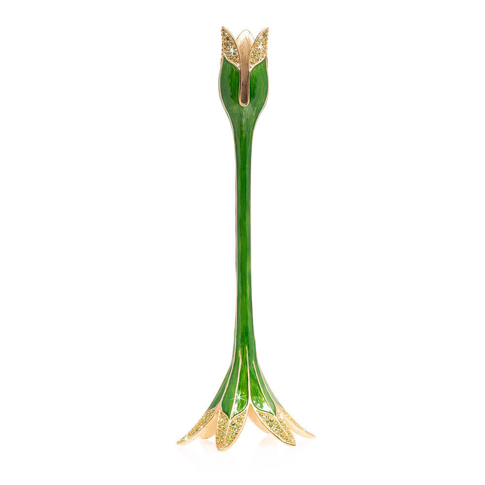 Jay Strongwater Ambrosius Tulip Tall Green Candlestick Holder