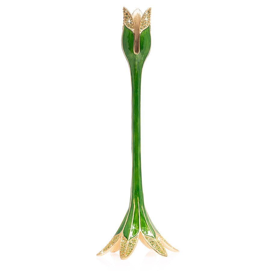 Jay Strongwater Ambrosius Tulip Tall Green Candlestick Holder, alternate view
