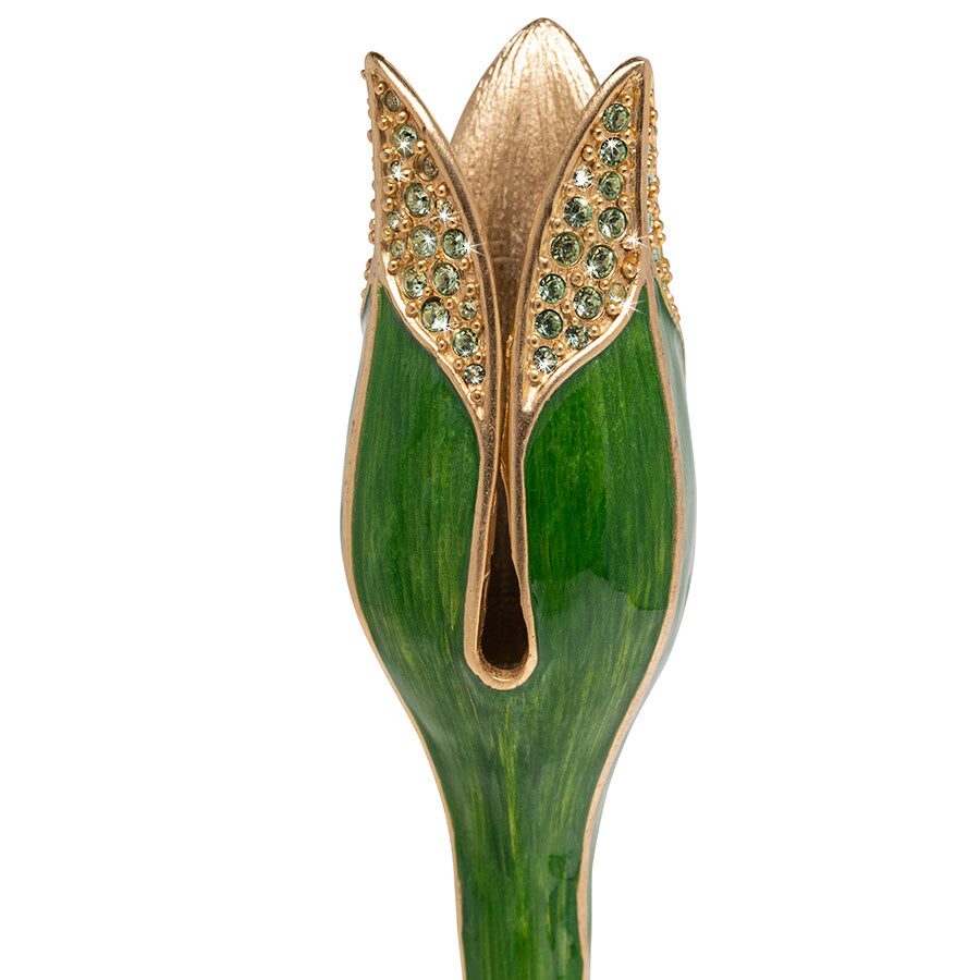Jay Strongwater Ambrosius Tulip Tall Green Candlestick Holder, alternate view