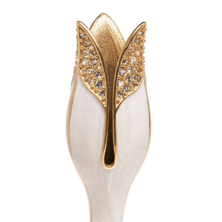Jay Strongwater Ambrosius Tulip Tall White Candlestick Holder, alternate view