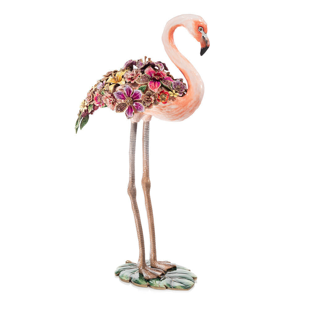 Jay Strongwater Amira Floral Flamingo Figurine