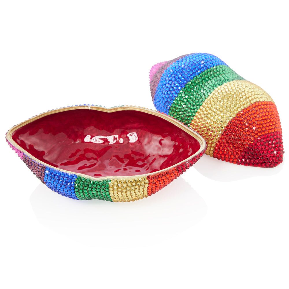 Jay Strongwater Amy Rainbow Lips Box, detail view