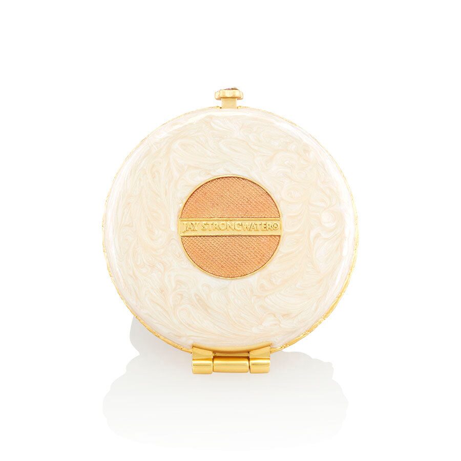 Jay Strongwater Angela Round Floral Compact Handheld Mirror, alternate view