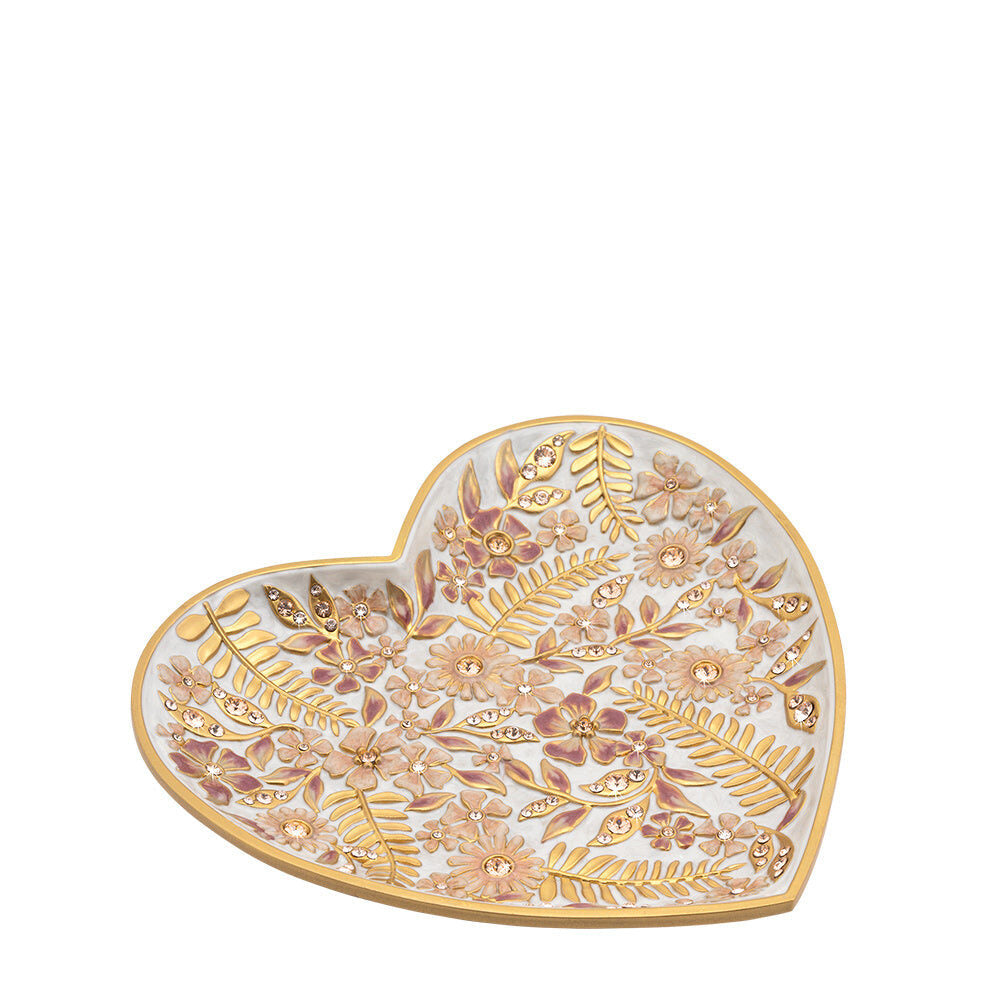 Jay Strongwater Aria Floral Heart Trinket Tray - Pink