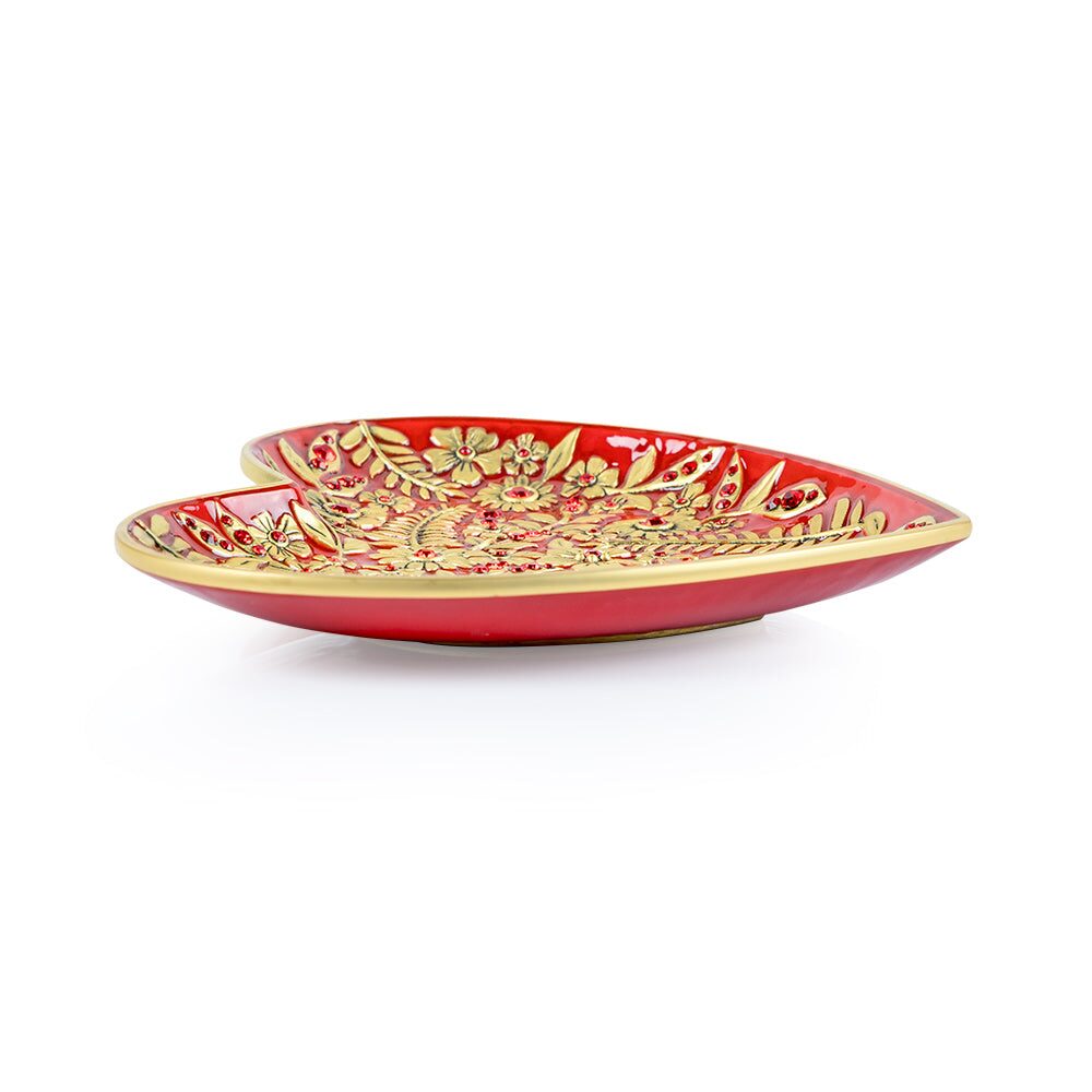 Jay Strongwater Aria Floral Heart Trinket Tray - Ruby, alternate view