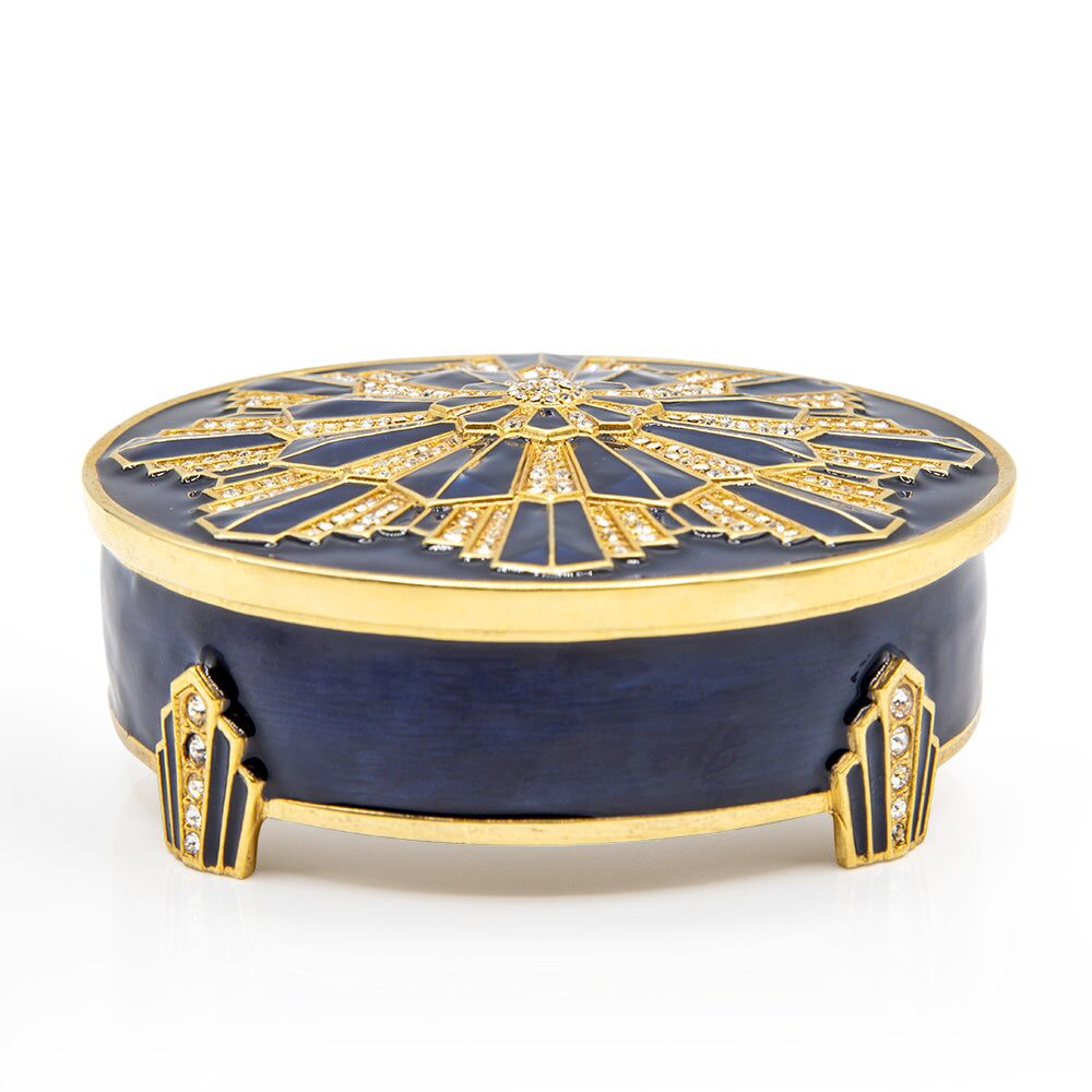 Jay Strongwater Art Deco Box- Delft Garden, alternate view