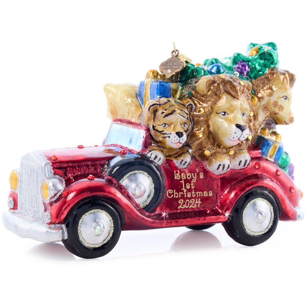 Jay Strongwater Baby's First Ride 2024 Glass Ornament, alternate view