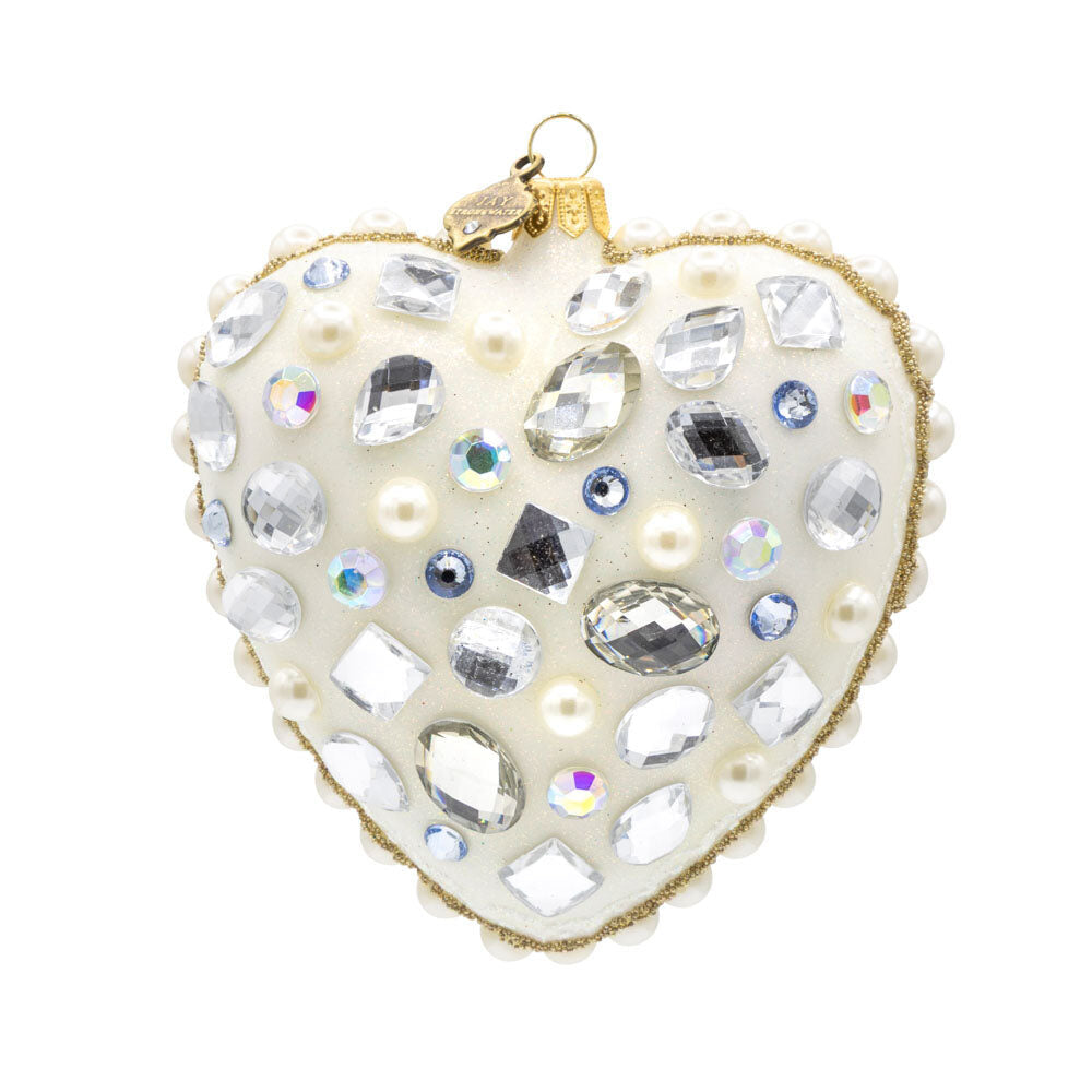 Jay Strongwater Bejeweled Opal Heart Ornament
