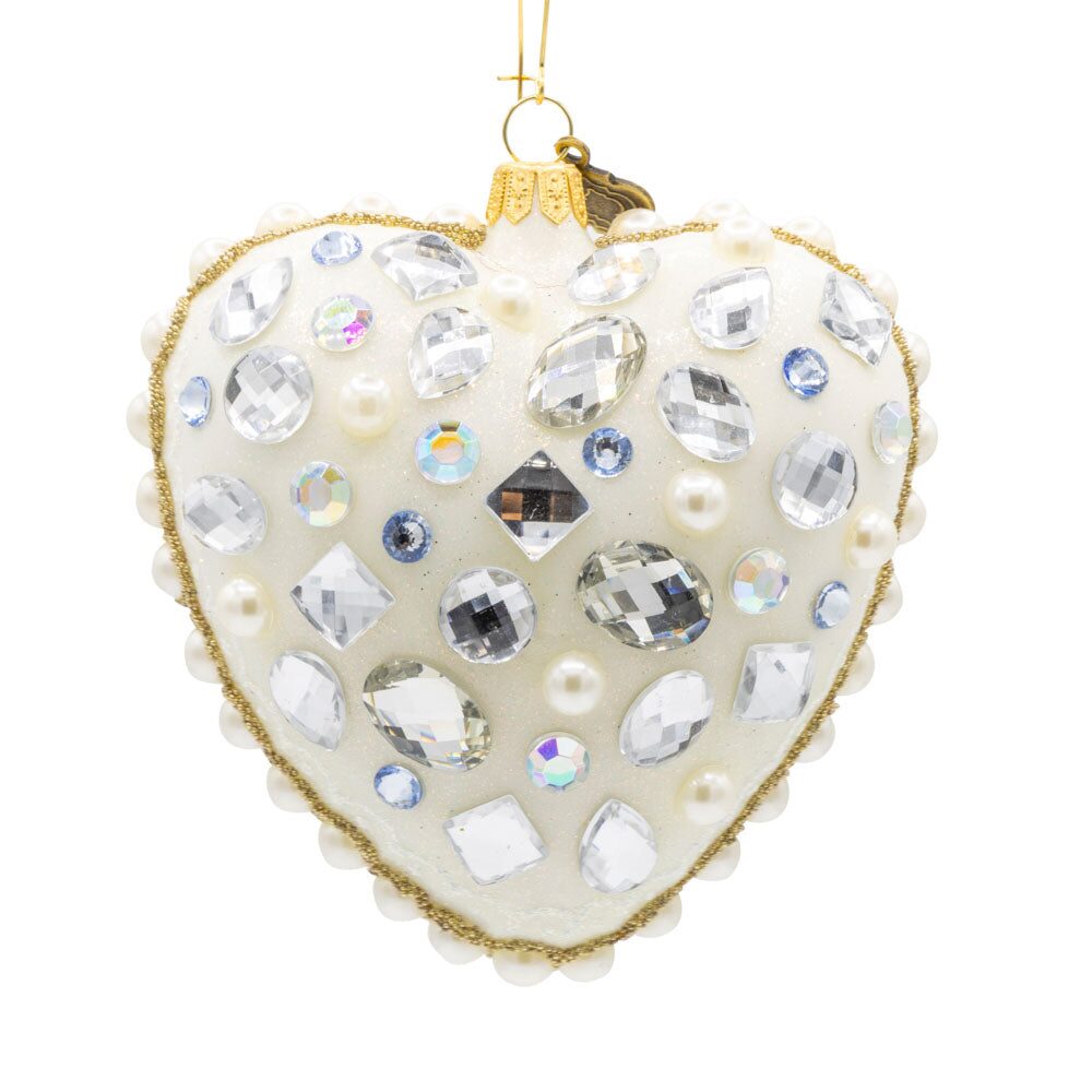 Jay Strongwater Bejeweled Opal Heart Ornament, alternate view