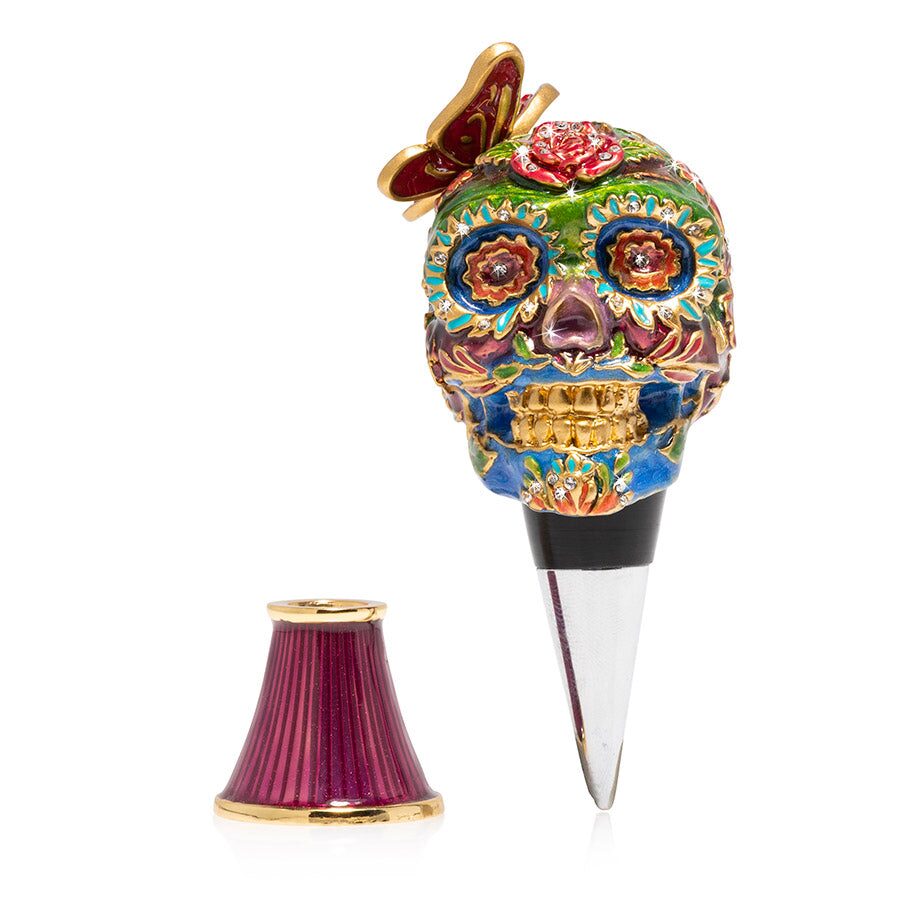 Jay Strongwater Calavera Skull Wine Stopper and Stand Bottle Stoppers & Saver, alternate view