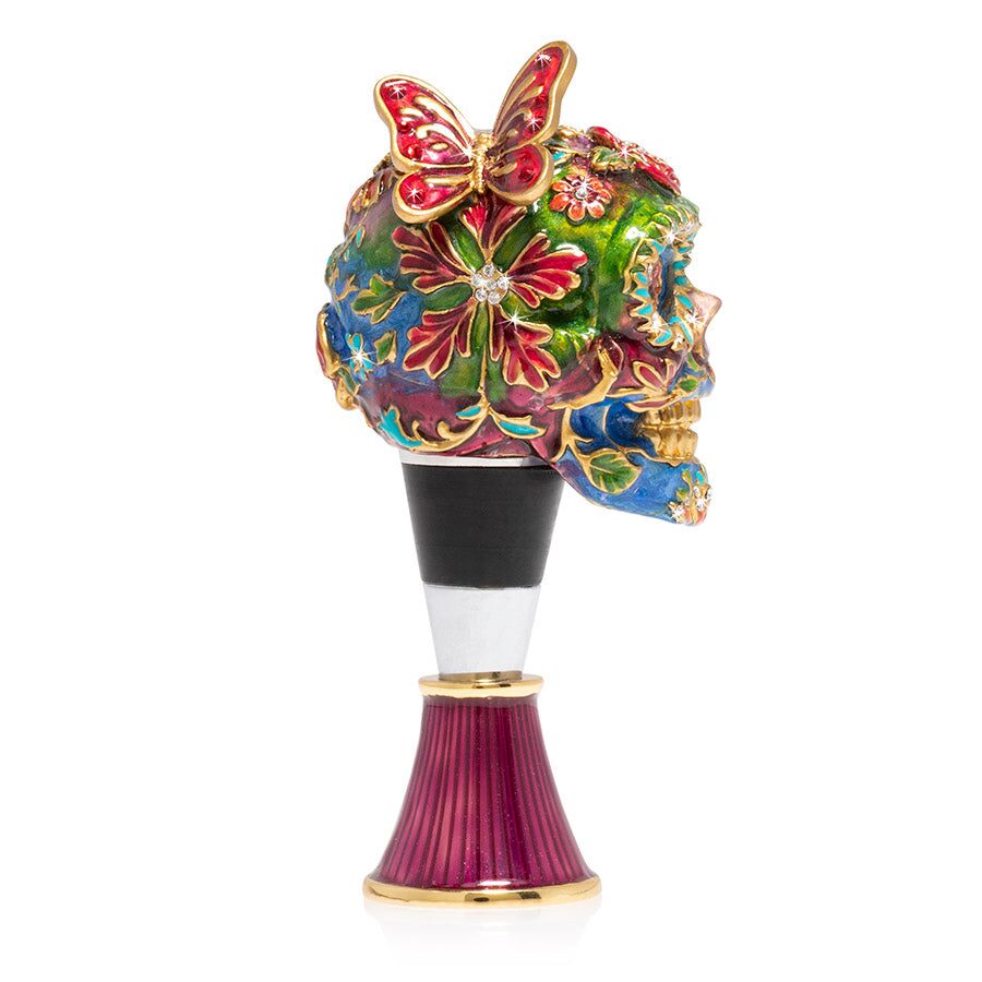 Jay Strongwater Calavera Skull Wine Stopper and Stand Bottle Stoppers & Saver, alternate view