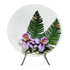 Jay Strongwater Catalina Orchid and Banana Leaf Platter with Stand