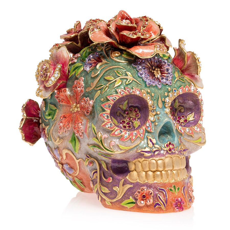 Jay Strongwater Catrina Skull with Roses Figurine, alternate view