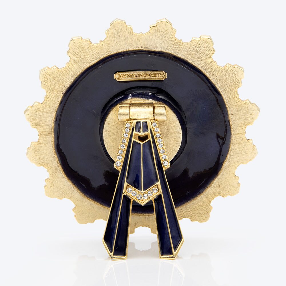 Jay Strongwater Clarence Art Deco Clock - Delft Garden, alternate view