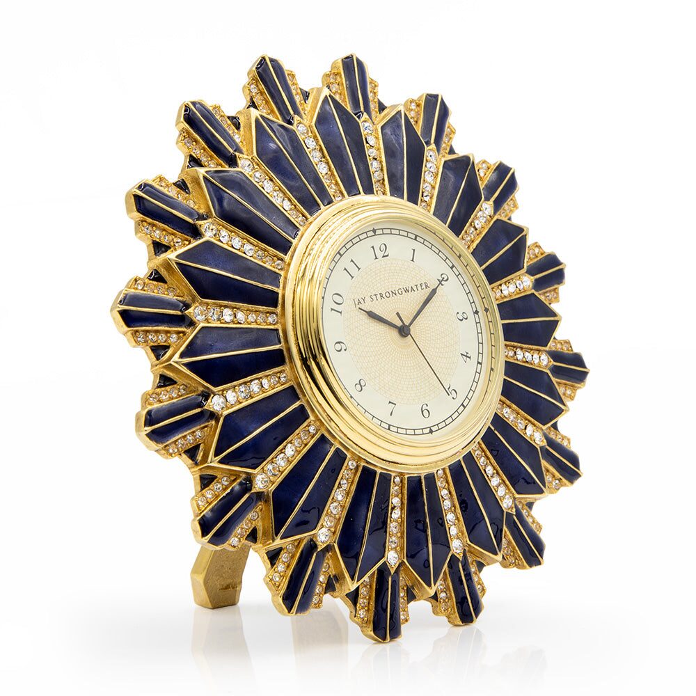 Jay Strongwater Clarence Art Deco Clock - Delft Garden, alternate view