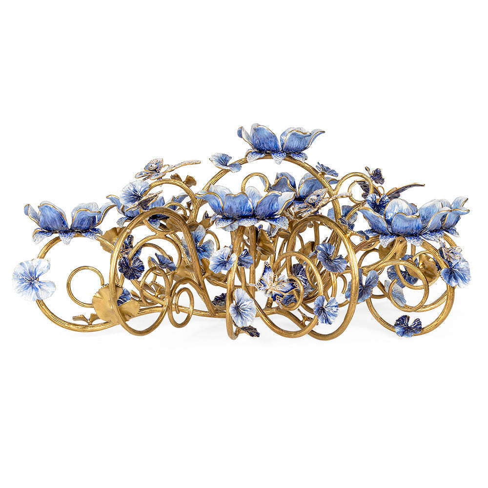Jay Strongwater Claudine Floral and Butterfly Candelabra Delft Garden