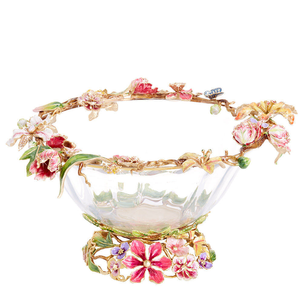 Jay Strongwater Cornelis Dutch Floral Glass Bowl