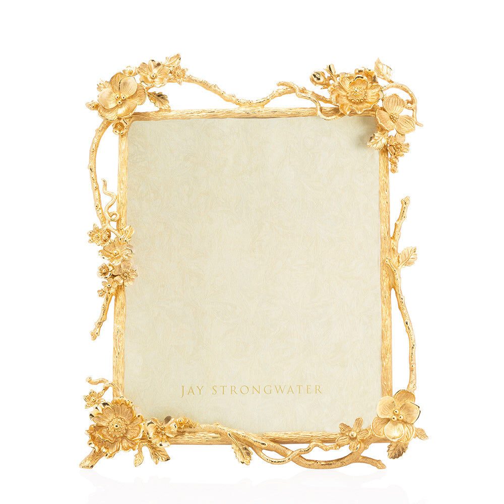 Jay Strongwater Dacia Floral Branch 8" X 10" Frame - Gold
