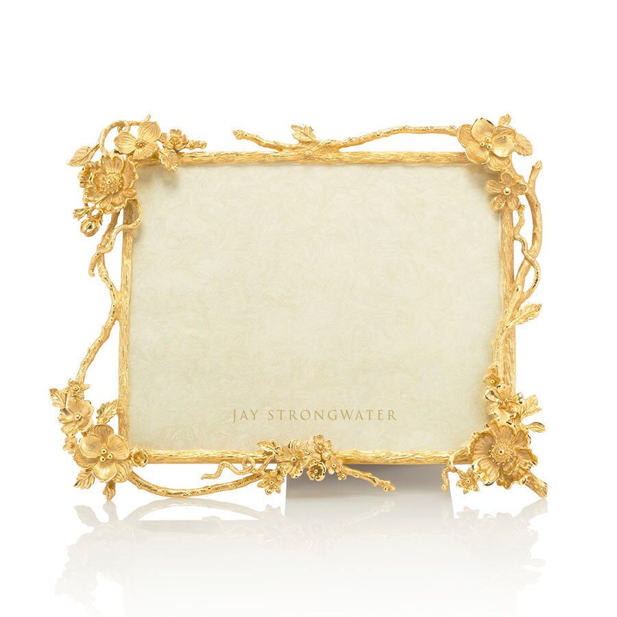 Jay Strongwater Dacia Floral Branch 8" X 10" Frame - Gold, alternate view