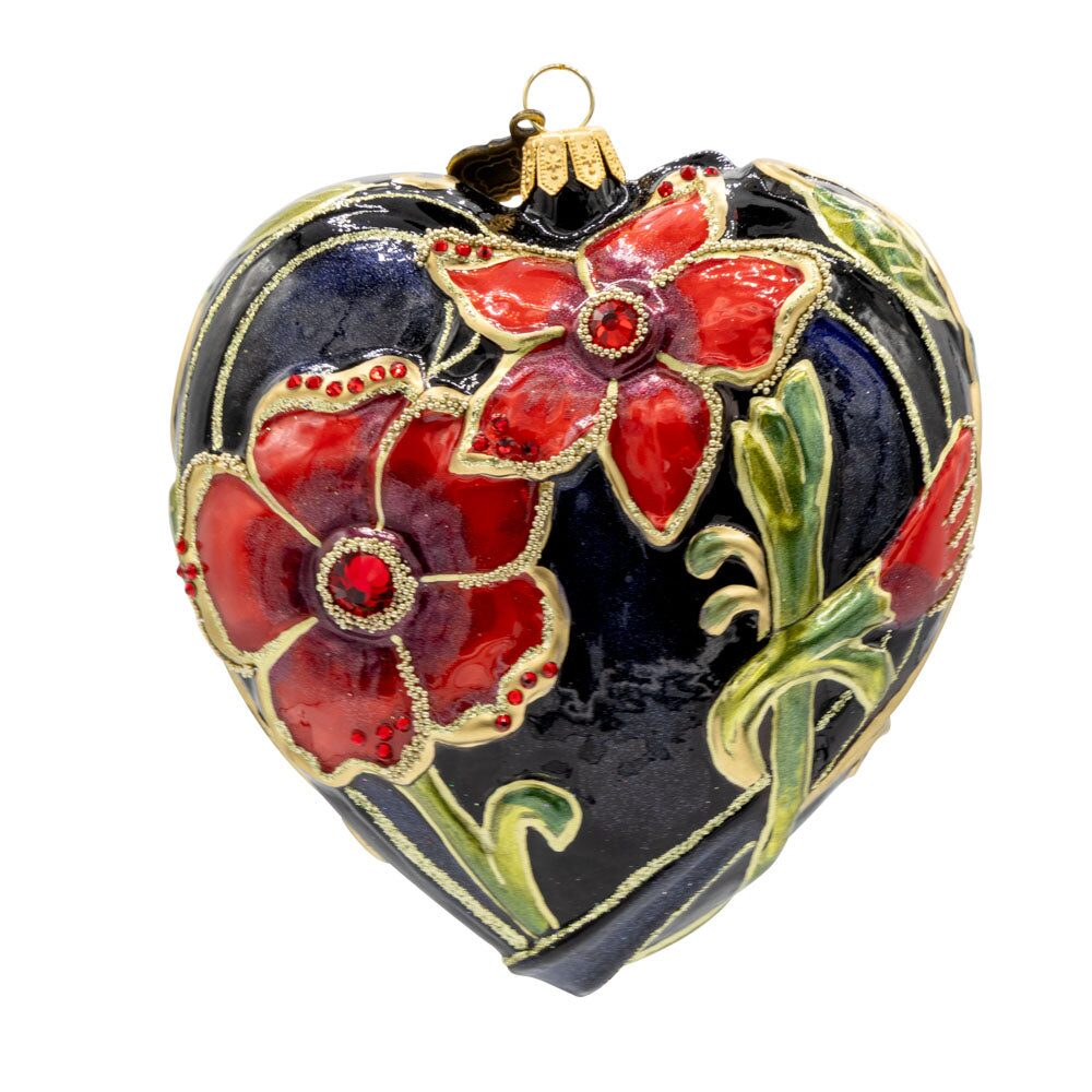 Jay Strongwater Dark Night Floral Heart Ornament, alternate view