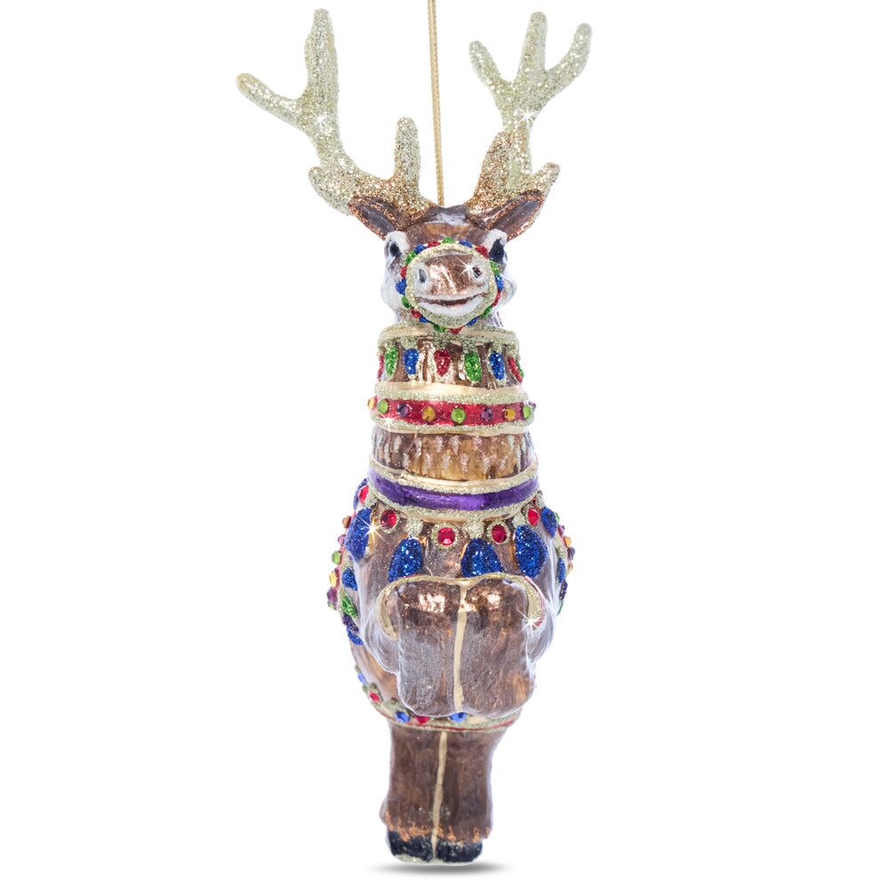 Jay Strongwater Dasher Glass Ornament, alternate view