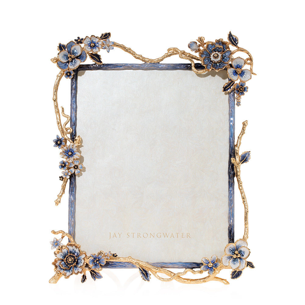 Jay Strongwater Delilah Floral Branch 8" X 10" Frame - Delft Garden