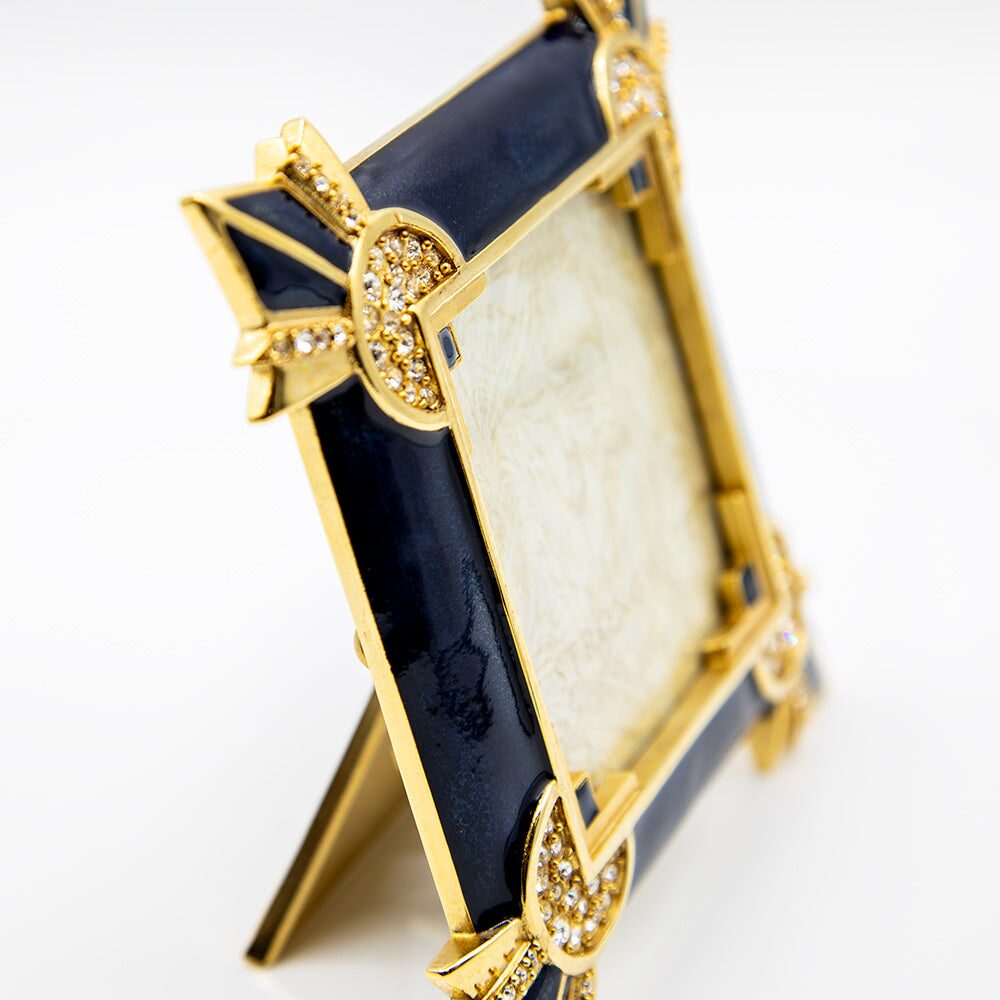 Jay Strongwater Dorothy 3 X 3 Art Deco Frame - Delft Garden, detail view