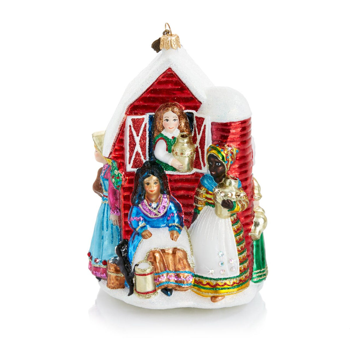 Jay Strongwater Eight Maids-A-Milking Glass Ornament, alternate view