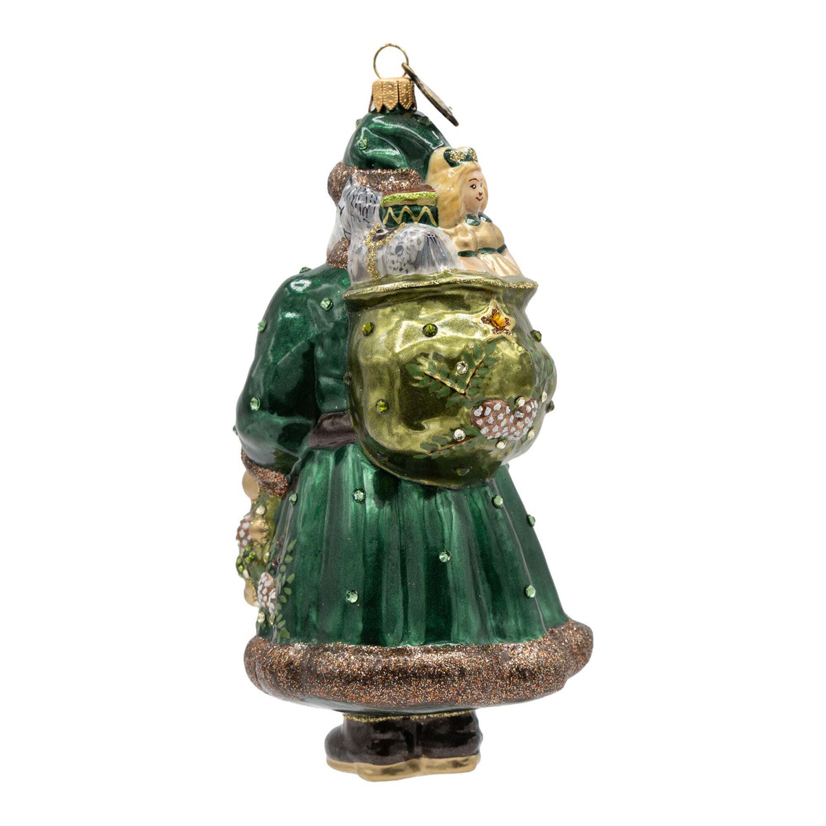 Jay Strongwater Emerald Woodland Santa Ornament, alternate view