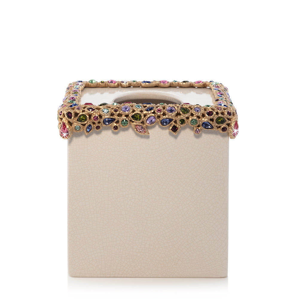 Jay Strongwater Emerson Bejeweled Tissue Box - Bouquet Facial Tissue Holder