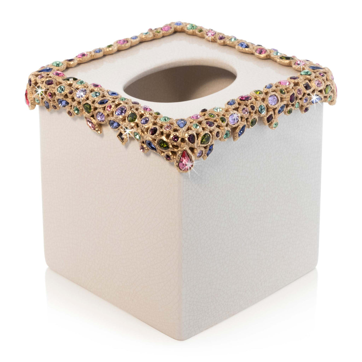 Jay Strongwater Emerson Bejeweled Tissue Box - Bouquet Facial Tissue Holder, alternate view