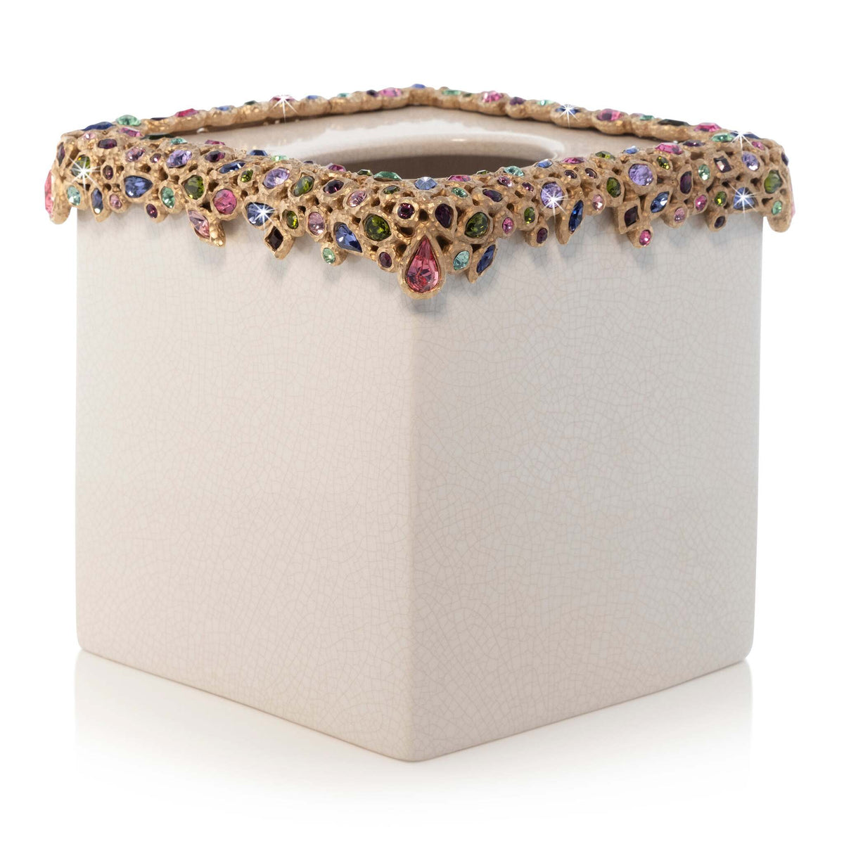 Jay Strongwater Emerson Bejeweled Tissue Box - Bouquet Facial Tissue Holder, alternate view