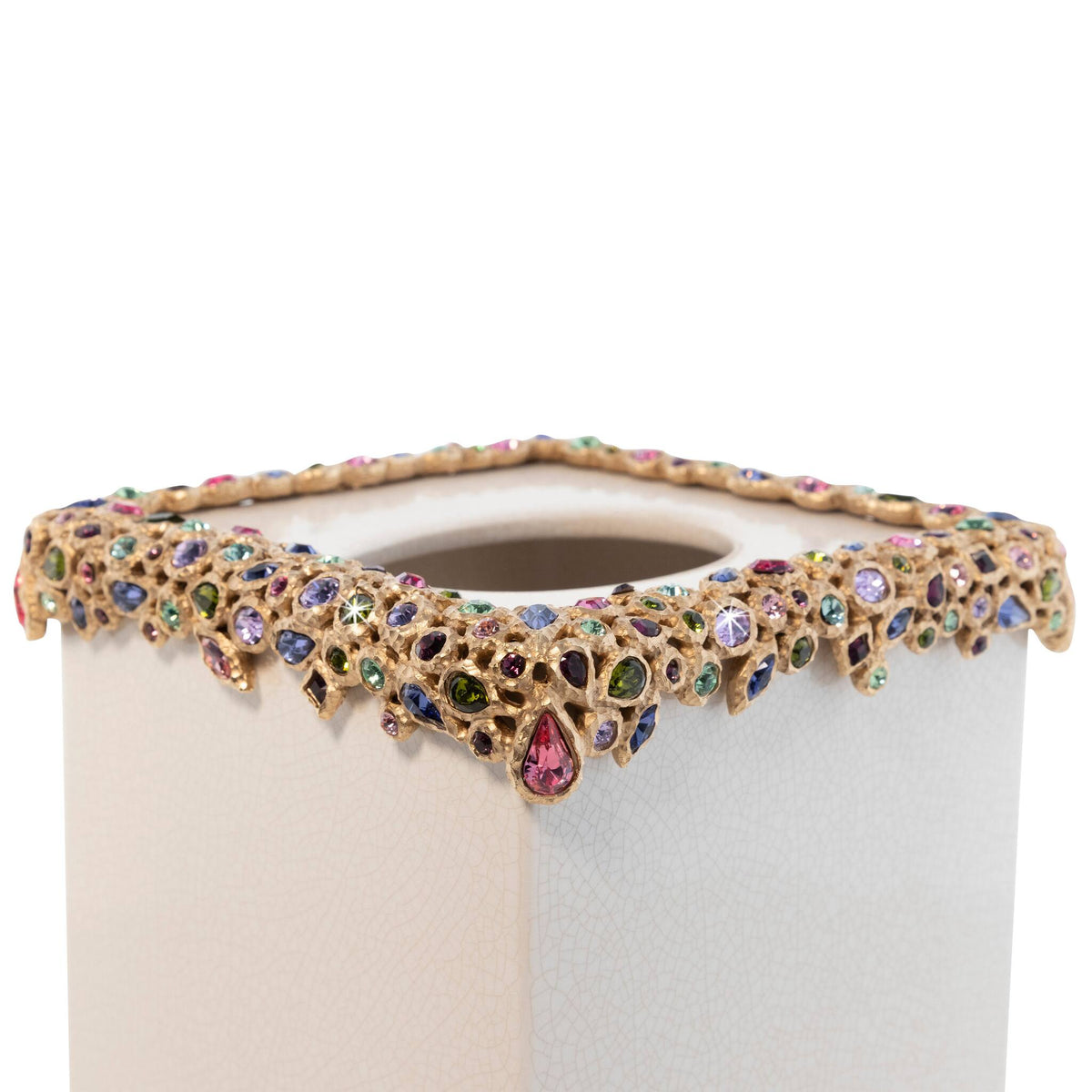 Jay Strongwater Emerson Bejeweled Tissue Box - Bouquet Facial Tissue Holder, alternate view
