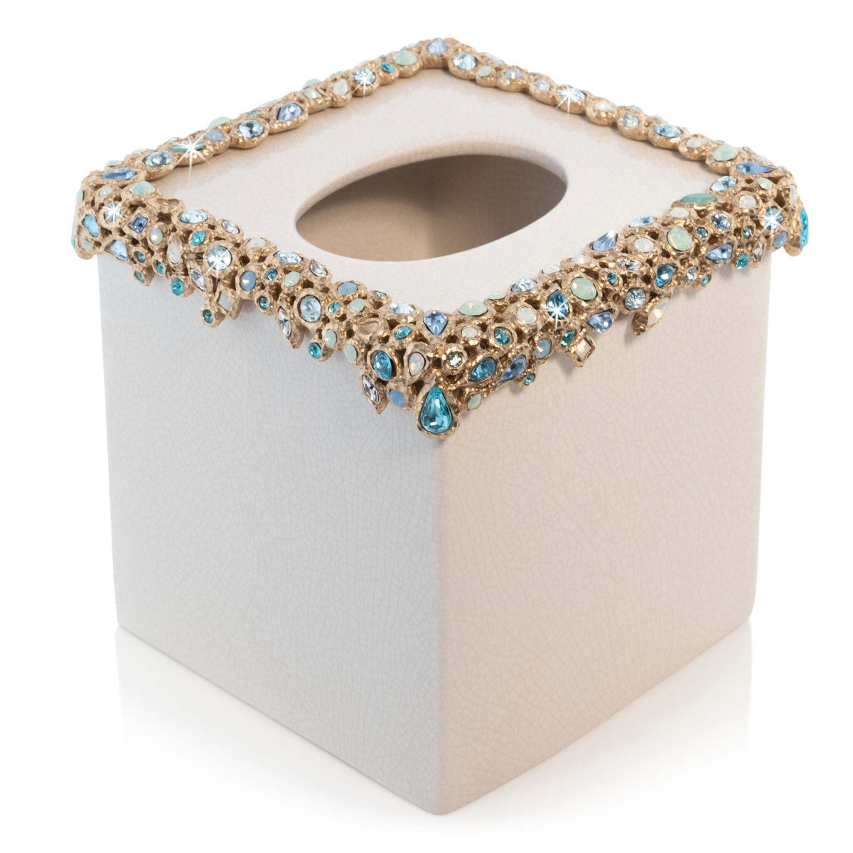 Jay Strongwater Emerson Bejeweled Tissue Box - Oceana Facial Tissue Holder, alternate view